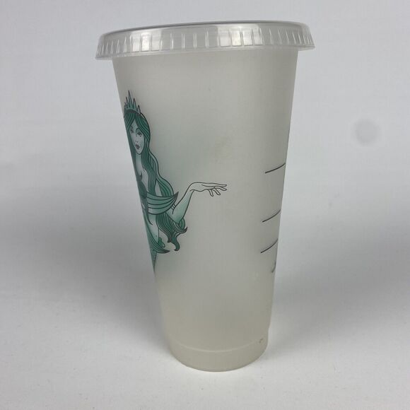 Starbucks Siren Reusable Cold Cup Frosted Plastic Venti 24 oz Mermaid *NO STRAW* - Picture 2 of 9